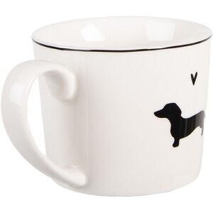 Clayre & Eef Kubek Porcelanowy 275 ml Biało-Czarny