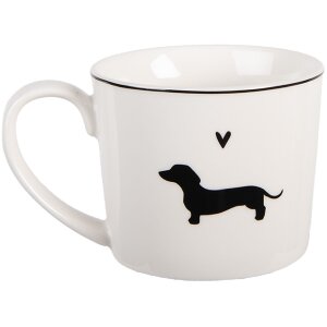 Clayre & Eef Kubek Porcelanowy 275 ml Biało-Czarny