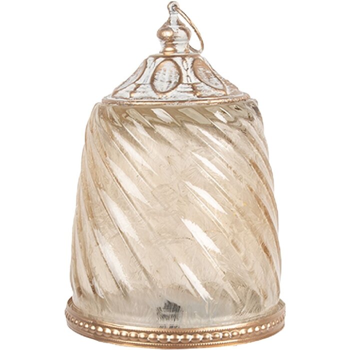 Clayre & Eef Lampka LED ze szkła Ø9x14 cm Beige