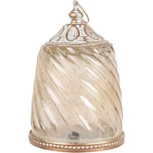 Clayre & Eef Lampka LED ze szkła Ø9x14 cm Beige