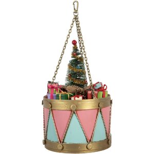 Clayre & Eef 6Y5866 Dekoracja Bęben Różowo-Niebieski Ø 17x25/37 cm