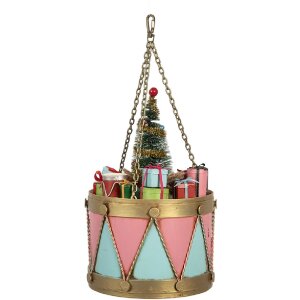 Clayre & Eef 6Y5866 Dekoracja Bęben Różowo-Niebieski Ø 17x25/37 cm