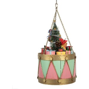 Clayre & Eef Dekoracja Bęben 21x34/43 cm Różowo-Zielona