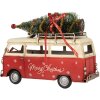 Clayre & Eef Autobus Dekoracyjny 38x16x28 cm Czerwono-Beżowy