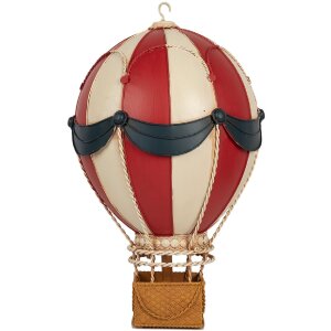 Clayre & Eef Dekoracja Balon na Gorącym Powietrzu 26x42 cm Czerwono-Beżowa