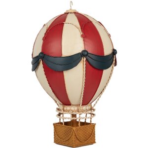 Clayre & Eef Dekoracja Balon na Gorącym Powietrzu 26x42 cm Czerwono-Beżowa