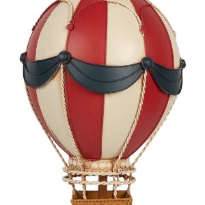 Clayre & Eef Dekoracja Balon na Gorącym Powietrzu 26x42 cm Czerwono-Beżowa