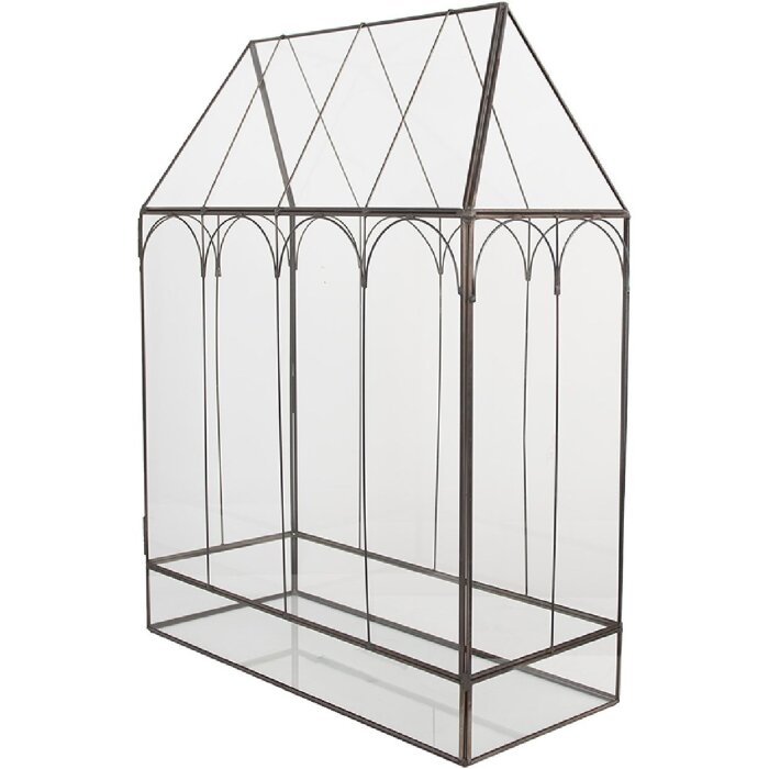 Clayre & Eef Mini Szklarnia Dekoracyjna 35x15x46 cm Czarno-Transparentna
