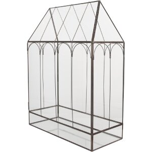 Clayre & Eef Mini Szklarnia Dekoracyjna 35x15x46 cm Czarno-Transparentna