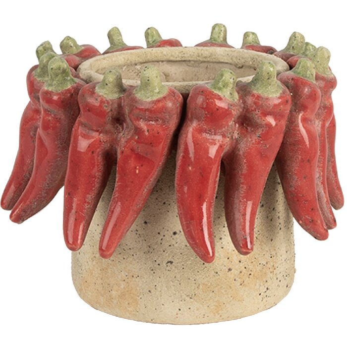 Clayre & Eef Donica Terakota Ø17x13 cm Beżowo-Czerwona