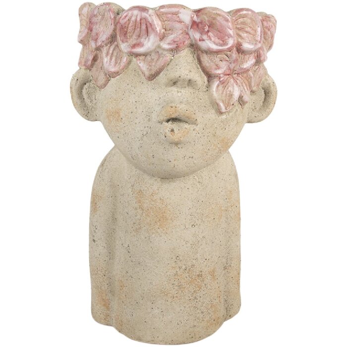 Clayre & Eef Doniczka Terakotowa 20x19x31 cm Beżowo-Różowa