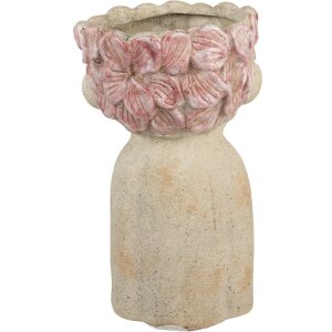 Clayre & Eef Doniczka Terakotowa 20x19x31 cm Beżowo-Różowa
