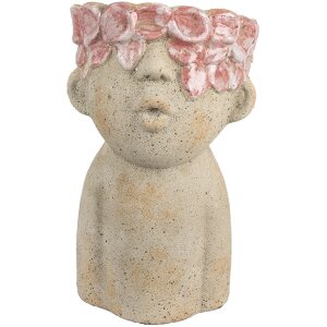 Clayre & Eef Donica Terakota 16x15x25 cm Beżowo-Czerwona