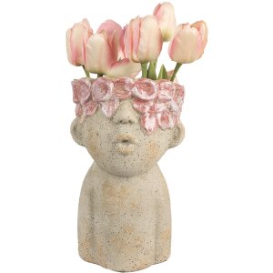 Clayre & Eef Donica Terakota 16x15x25 cm Beżowo-Czerwona