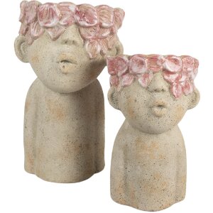 Clayre & Eef Donica Terakota 16x15x25 cm Beżowo-Czerwona