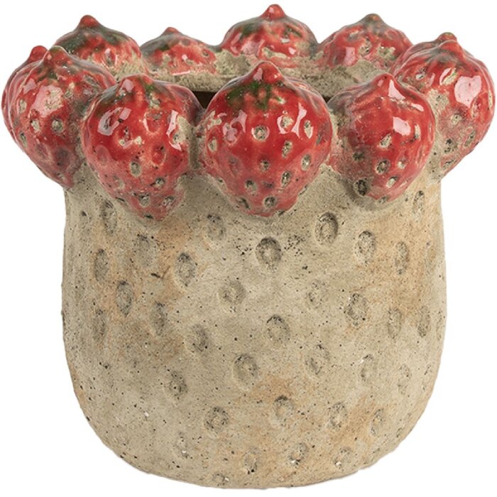 Clayre & Eef Donica Ø 19x16 cm Beżowo-Czerwona
