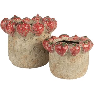 Clayre & Eef Donica Ø 19x16 cm Beżowo-Czerwona