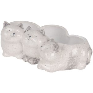 Clayre & Eef Doniczka Kot Szara 27x16x10 cm