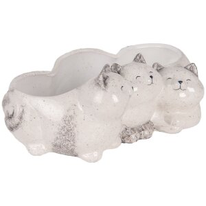 Clayre & Eef Doniczka Kot Szara 27x16x10 cm