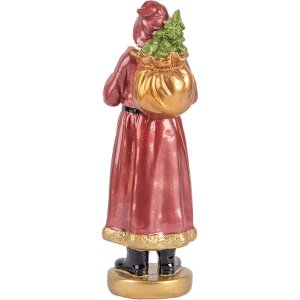 Clayre & Eef Święty Mikołaj 6x5x15 cm Czerwono-Złota Dekoracja Świąteczna