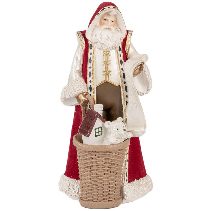 Clayre & Eef Dekoracja Święty Mikołaj Beżowo-Czerwona 29cm