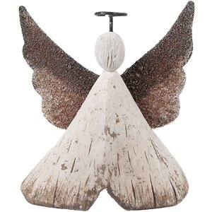 Clayre & Eef Anioł Dekoracja 8x3x9 cm Biało-Brązowy