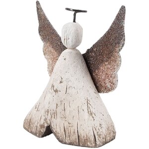 Clayre & Eef Anioł Dekoracja 8x3x9 cm Biało-Brązowy