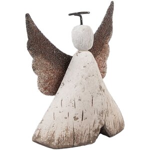 Clayre & Eef Anioł Dekoracja 8x3x9 cm Biało-Brązowy