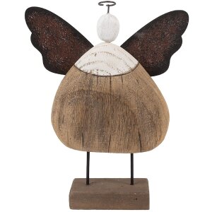 Clayre & Eef Anioł Dekoracja 13x5x19 cm Brązowo-Biały