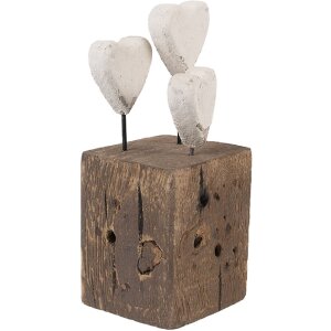 Clayre & Eef 6H2418 Dekoracja Serce Drewniana 7x6x15 cm