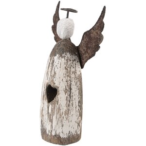 Clayre & Eef Anioł Dekoracyjny 7x3x12 cm Biało-Brązowy