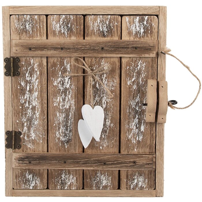 Clayre & Eef Pudełko na klucze 24x7x30 cm rustykalne brązowo-białe