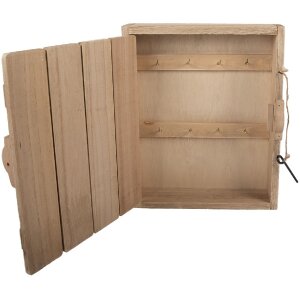 Clayre & Eef Pudełko na klucze 24x7x30 cm rustykalne brązowo-białe