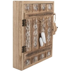 Clayre & Eef Pudełko na klucze 24x7x30 cm rustykalne brązowo-białe