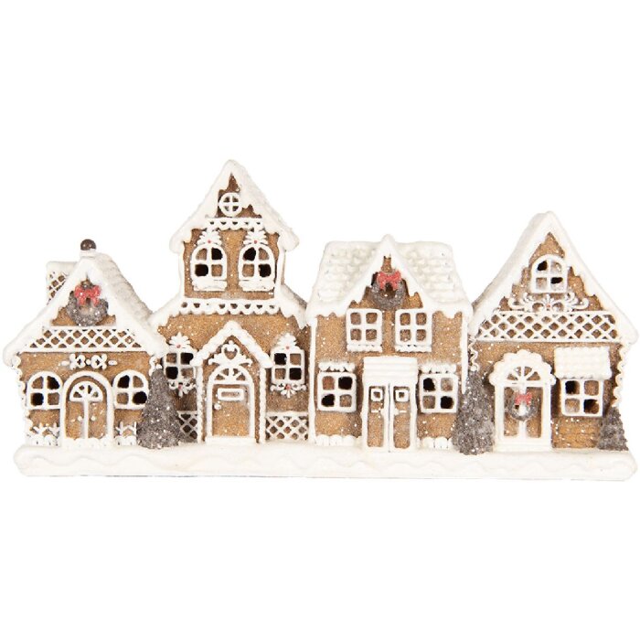 Clayre & Eef 6PR5377 Dekoracja Domków Brązowo-Biała 25x6x13 cm