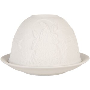 Clayre & Eef 6CE2210 Świecznik Porcelanowy Biały 12x8 cm
