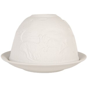 Clayre & Eef 6CE2210 Świecznik Porcelanowy Biały 12x8 cm