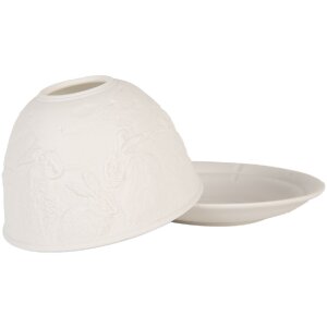 Clayre & Eef 6CE2210 Świecznik Porcelanowy Biały 12x8 cm