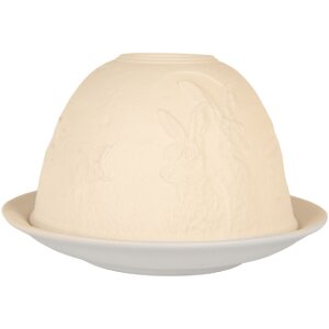 Clayre & Eef 6CE2210 Świecznik Porcelanowy Biały 12x8 cm