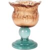 Clayre & Eef Świecznik Szklany Tealight Ø 10x14 cm Pomarańczowo-Zielony