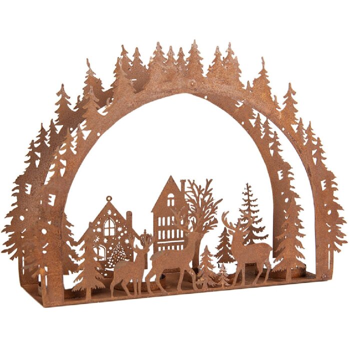 Clayre & Eef 6Y5939 Świecznik Scena Bożonarodzeniowa 32x9x23 cm Brązowy