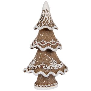 Clayre & Eef 6PR5393 Choinka Dekoracyjna 7x5x11 cm Brązowo-Biała