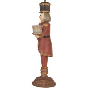 Clayre & Eef Świecznik Nussknacker 21x9x30 cm Czerwono-Złoty