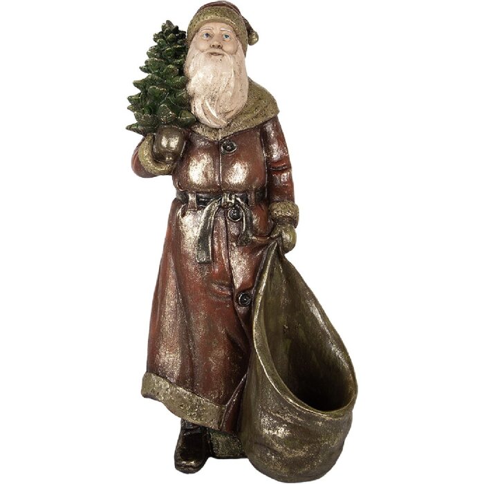 Clayre & Eef 6PR5590 Dekoracja Święty Mikołaj 24x17x47 cm Czerwono-złota