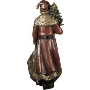 Clayre & Eef 6PR5590 Dekoracja Święty Mikołaj 24x17x47 cm Czerwono-złota