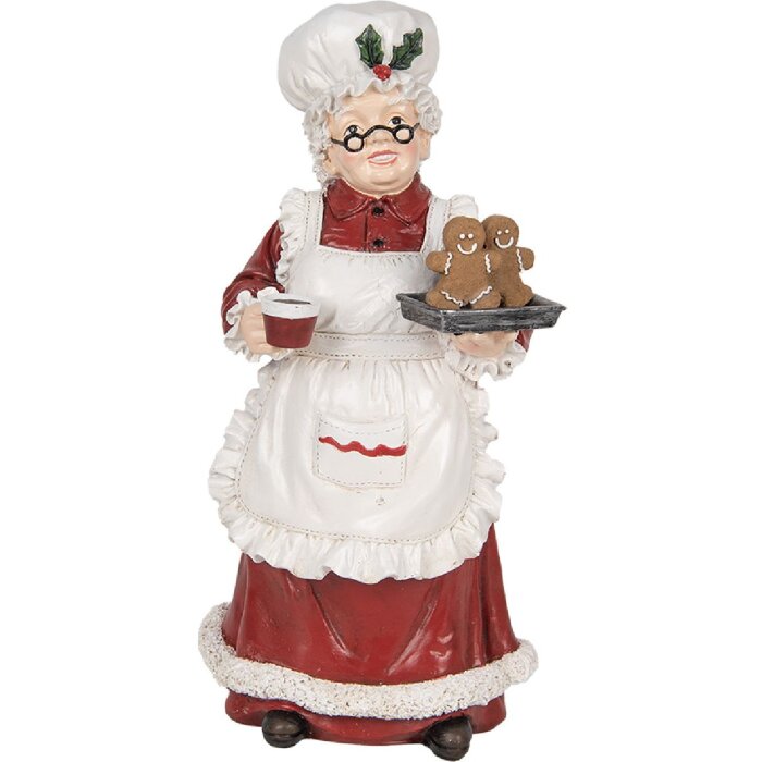 Clayre & Eef 6PR5696 Dekoracja Świąteczna Pani Mikołajowa 15x15x30 cm