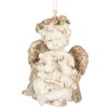 Clayre & Eef Anioł Dekoracja Wisząca Beżowo-Złoty 5x4x6 cm