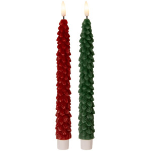 Clayre & Eef Zestaw 2 Świec LED Zielone Ø 3x25 cm