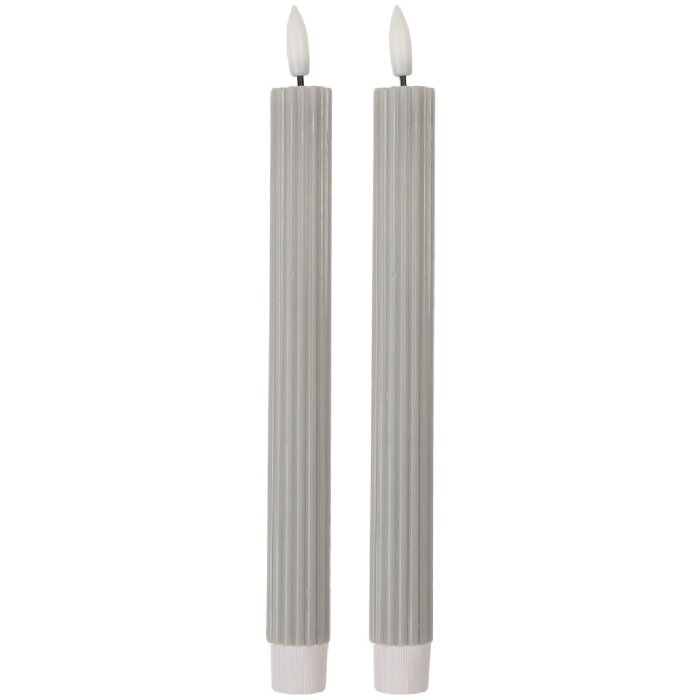 Clayre & Eef Zestaw 2 Świeczników LED 2x25 cm Szary