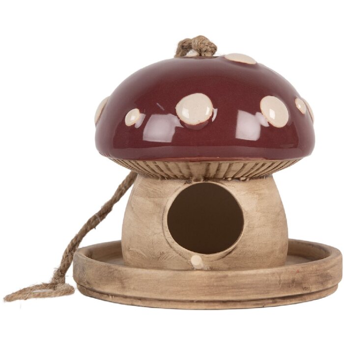Clayre & Eef Domek dla Ptaków 13x13 cm Beżowo-Czerwony